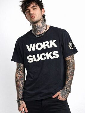 🎸 Blink-182 “Work Sucks / I Know” Graphic Tee – Men’s 2XL 🖤